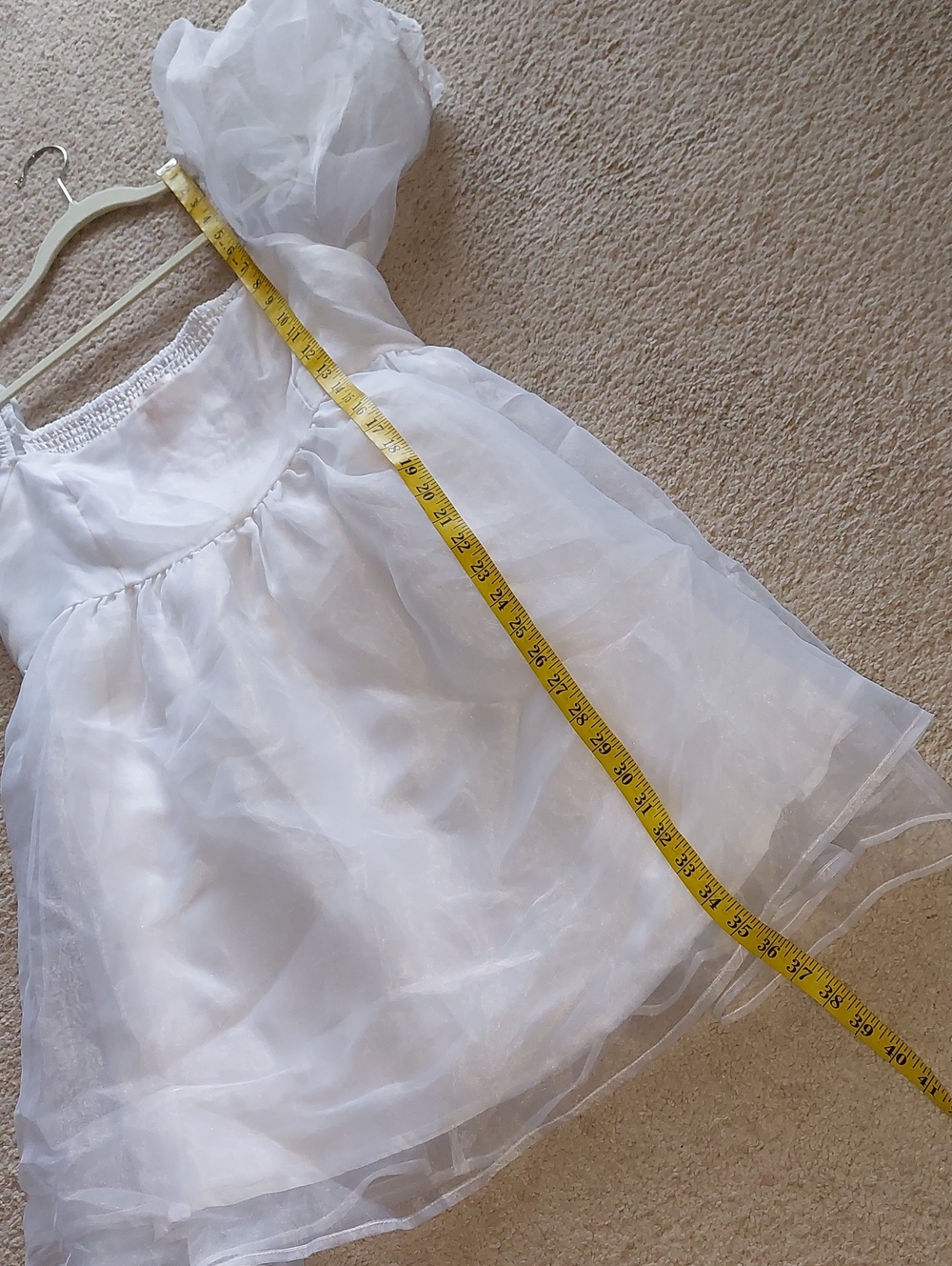 Audrey Parks White Puffy Sleeve Babydoll Mini Dress Sz XL - Picture 13 of 14